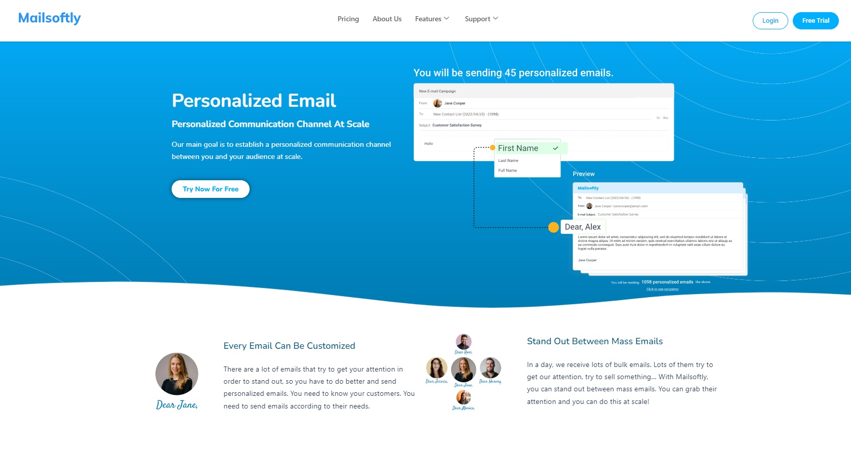 Mailsoftly email personalization