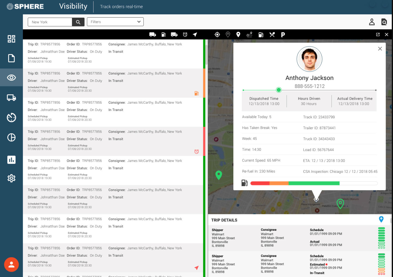 Elevate screenshot: Elevate order and trip details