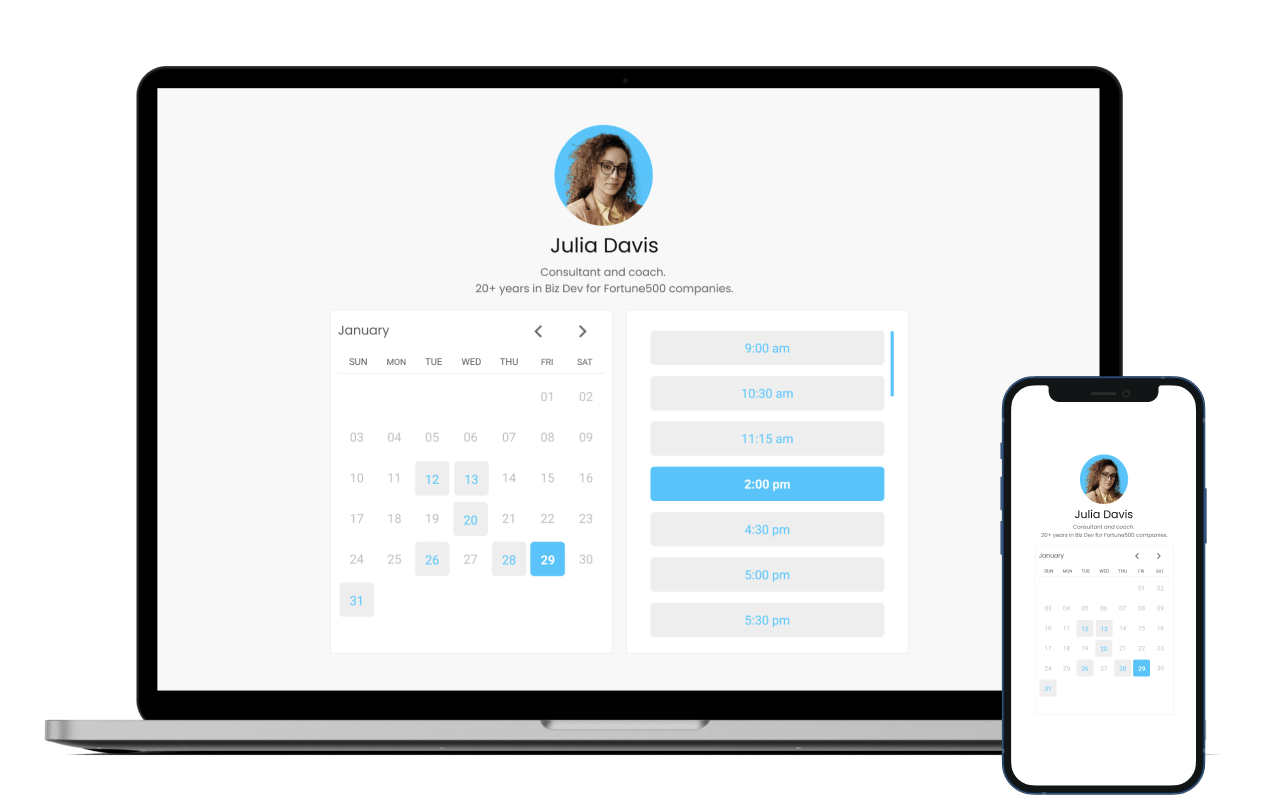 Schedule and book appointments with ease on any device