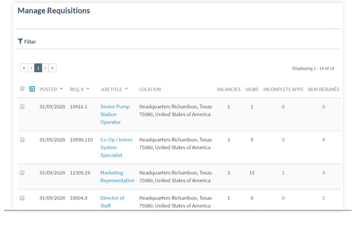 Deltek Talent Management screenshot: Deltek Talent Management requisitions