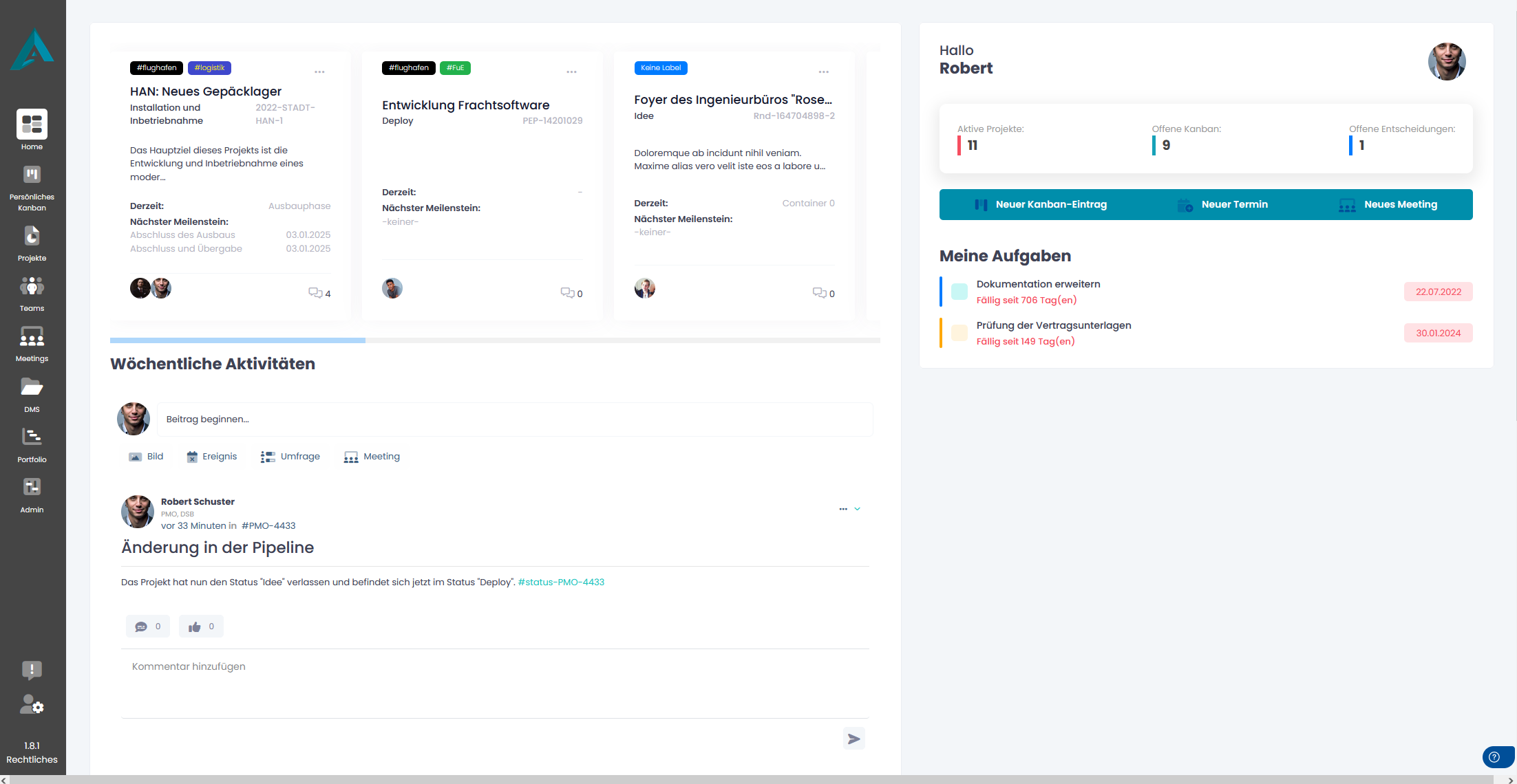 Workspace.PM screenshot: WORKSPACE.PM Dashboard