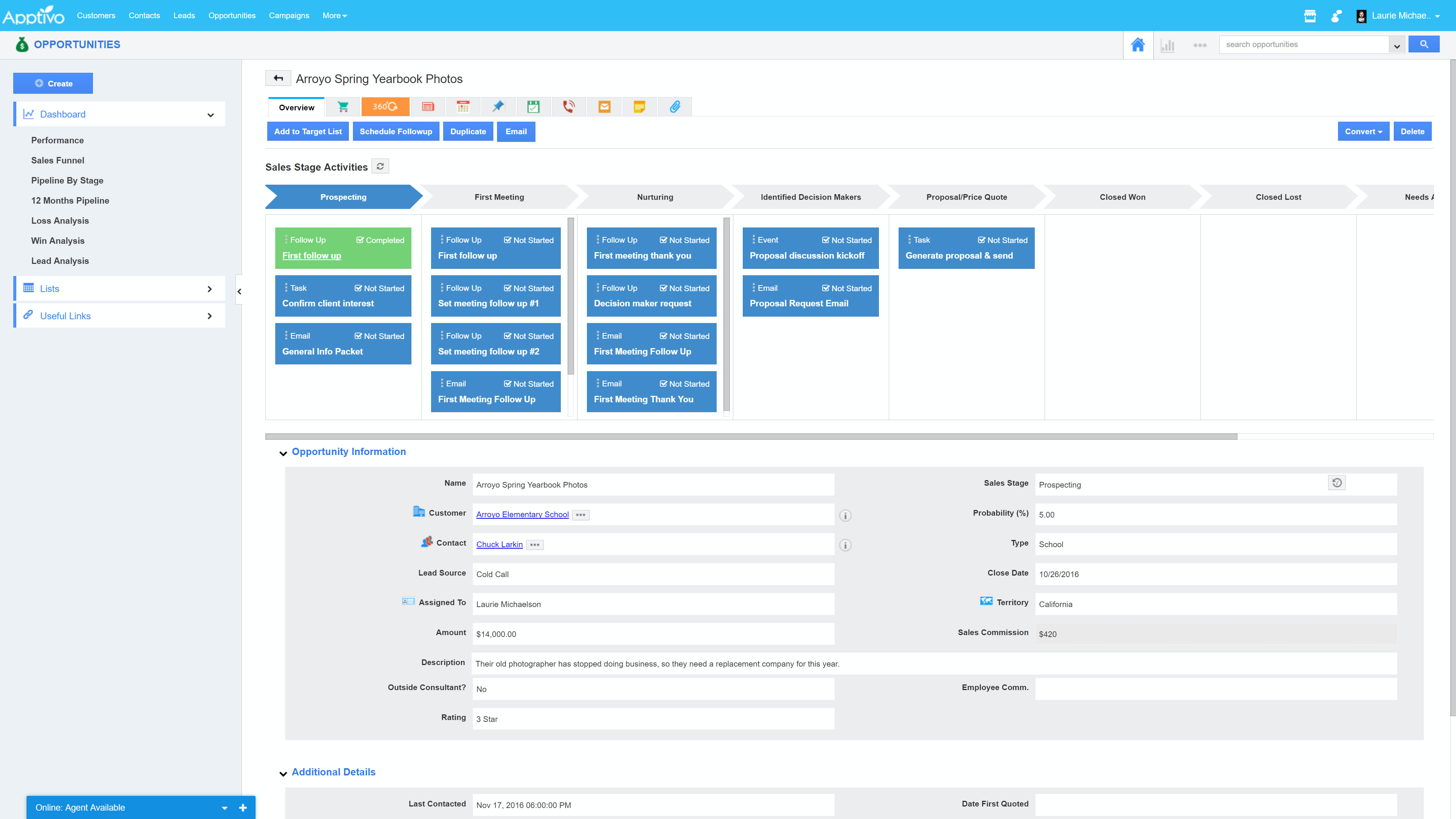Create automated workflows to create activities & send automatic emails