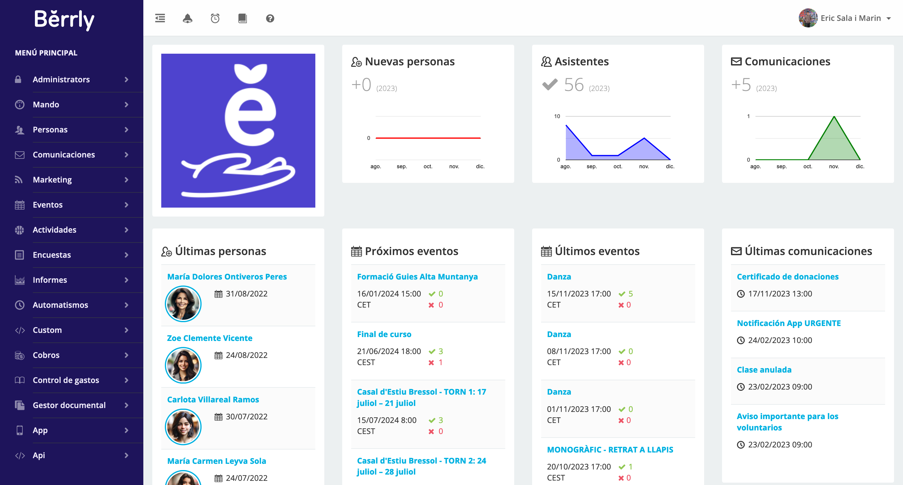 Berrly screenshot: Berrly dashboard