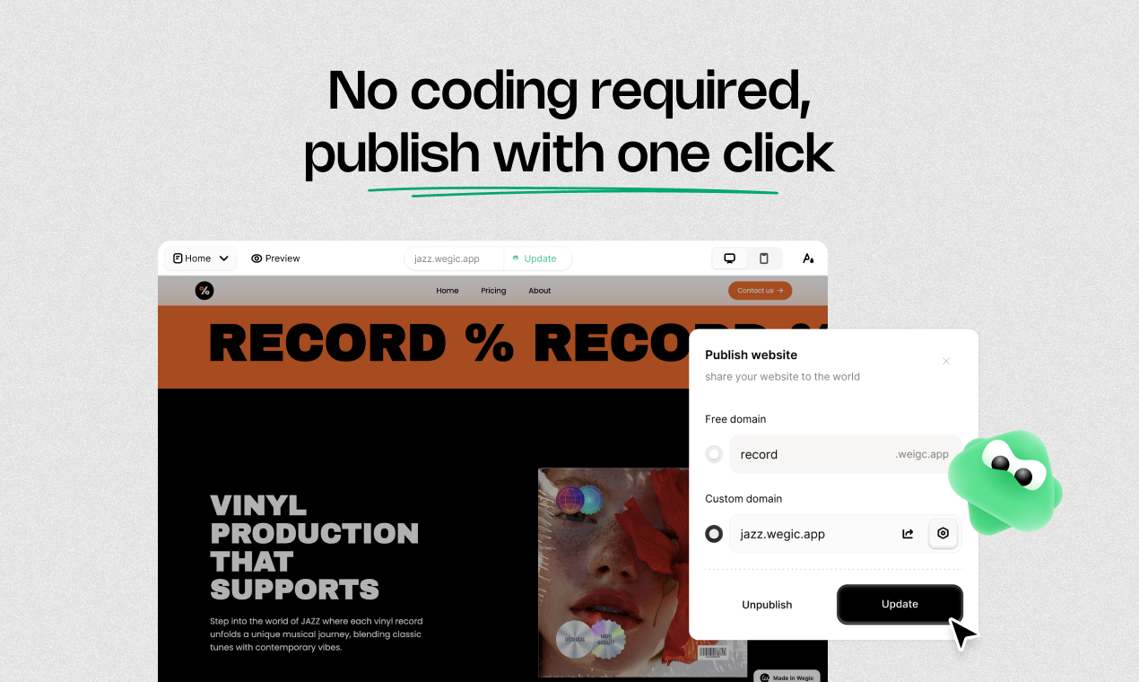 Wegic screenshot: Wegic publish website