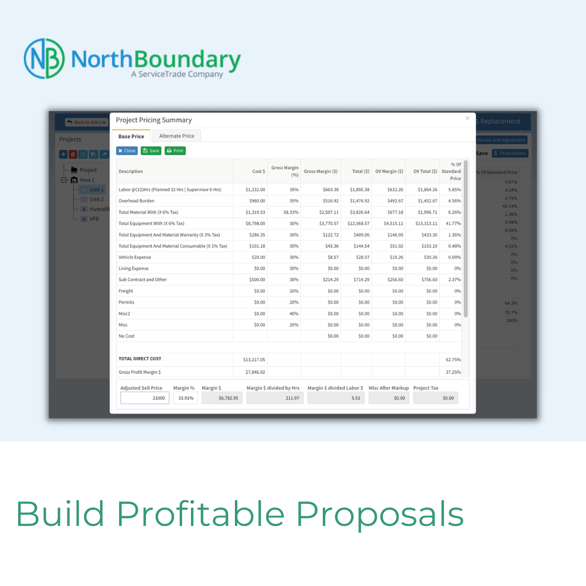 Apply pre-built or customizable pricing models to the customer’s equipment inventory to create contract pricing that meets your profit margin goals.