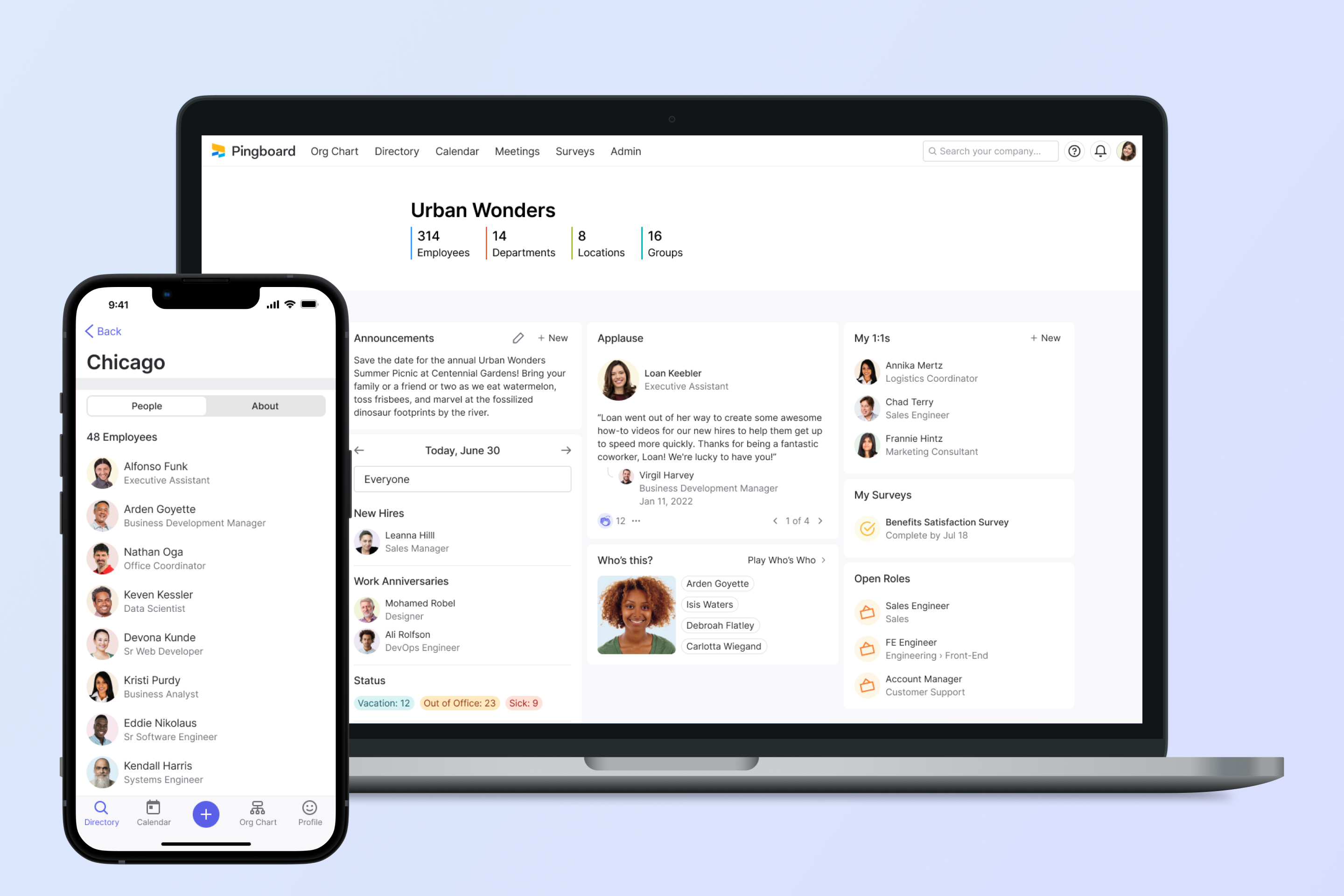 Pingboard’s interactive employee experience platform helps you onboard, celebrate and connect your workforce