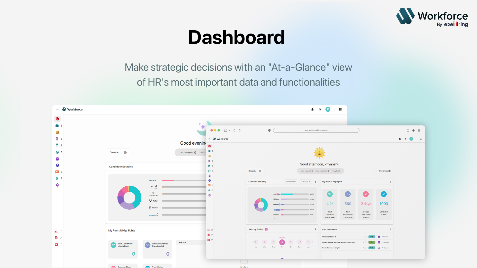 Widgets - At-a-glance views of the most essential data