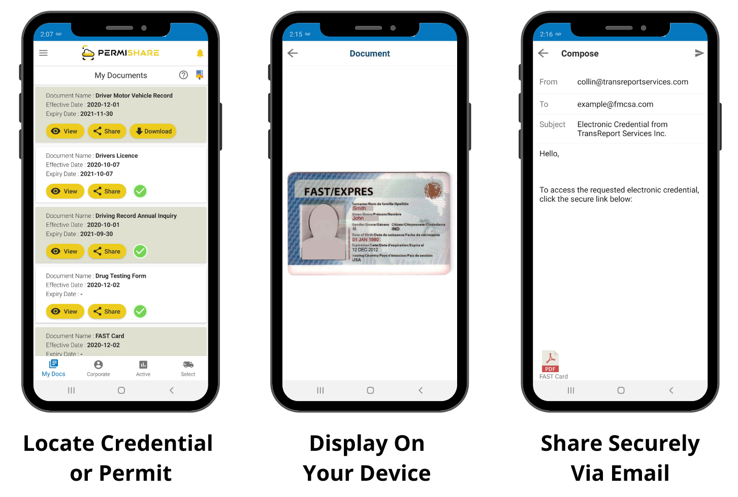 Locate, display and share trucking credential and permits with the PermiShare permit book mobile app.
