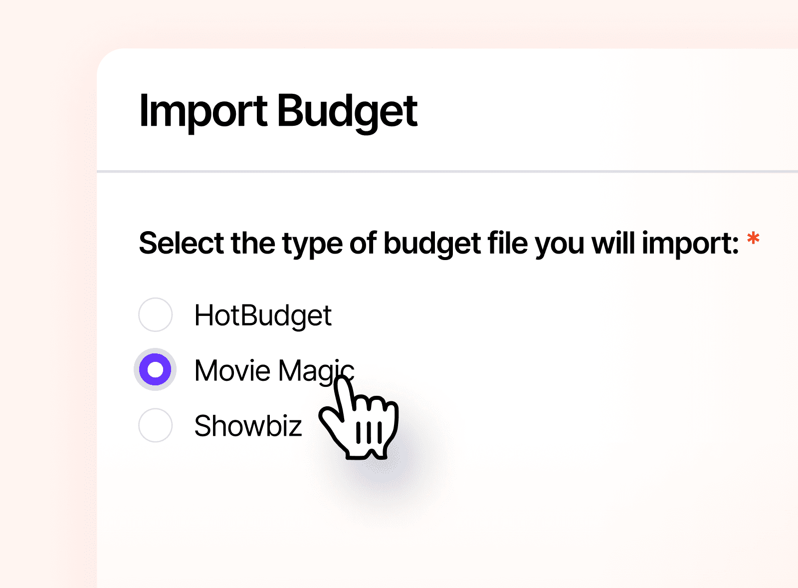 Import Budgets from HotBudget, Movie Magic, or Showbiz