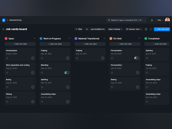 ERPNext Software - Use Kanban view to track your projects, sales pipeline, support ticket and more. P.S. You can now switch to the cool new dark mode!