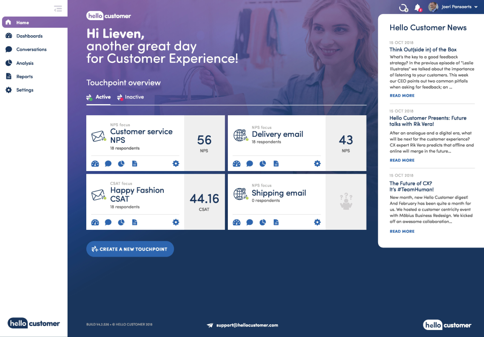 Hello Customer Software - Survey Dashboard