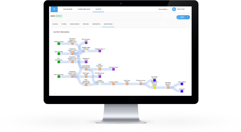 View the output progress data pipeline