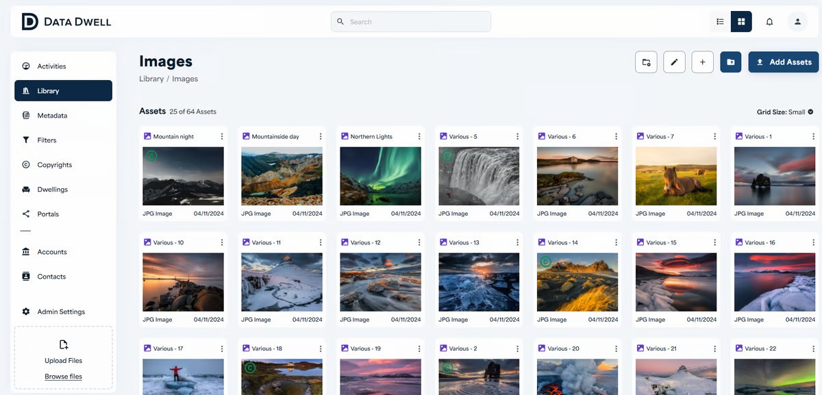Data Dwell Digital Asset Management screenshot: Asset Library