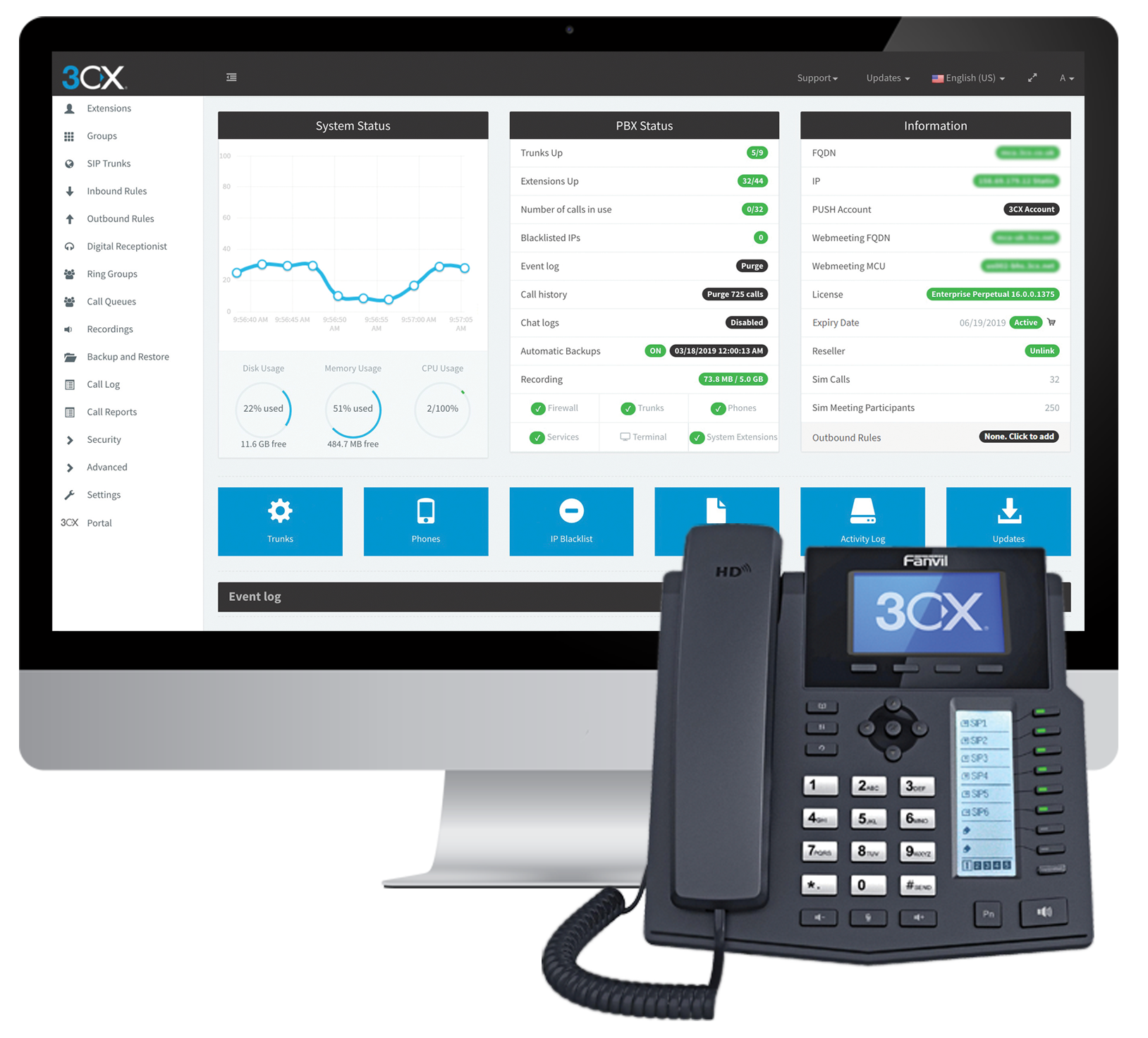 3CX Software - 3CX’s Unified Communications solution sets itself apart with its easy installation and management. Setup takes minutes; the phone system will run on-premise on an existing Windows or Linux machine and can be virtualized on Hyper-V, VMware or KVM.