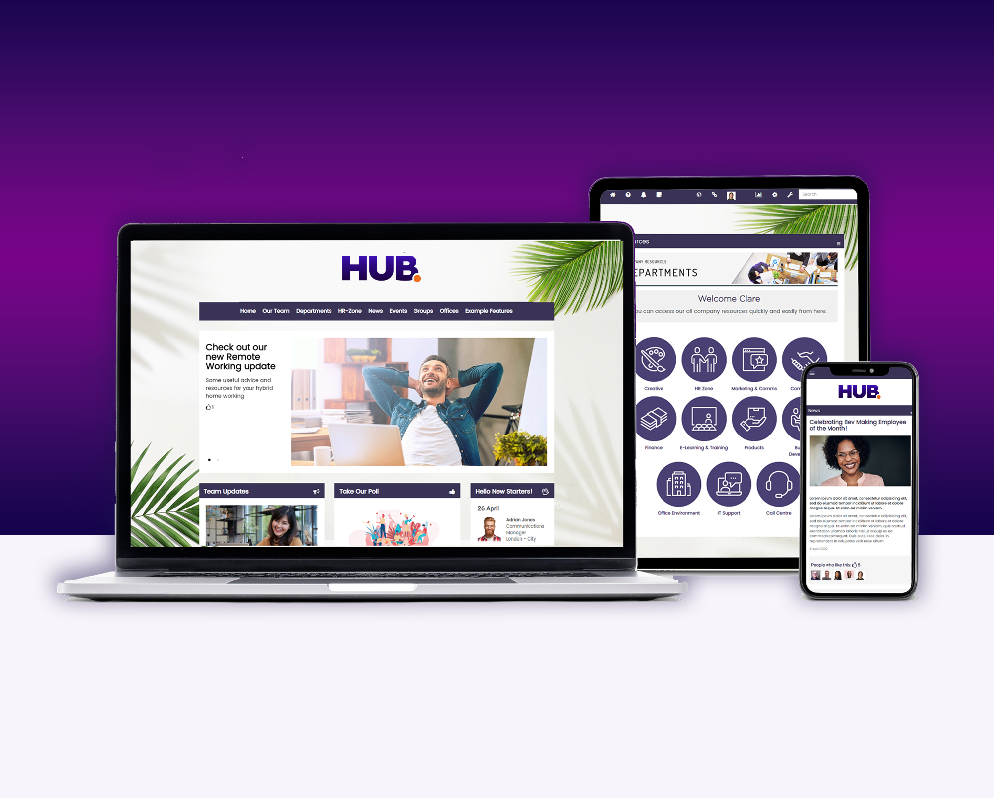HUB is a fully responsive intranet, accessible across any device