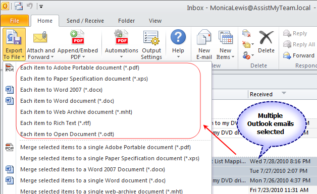 Email to PDF for Outlook Software - 3