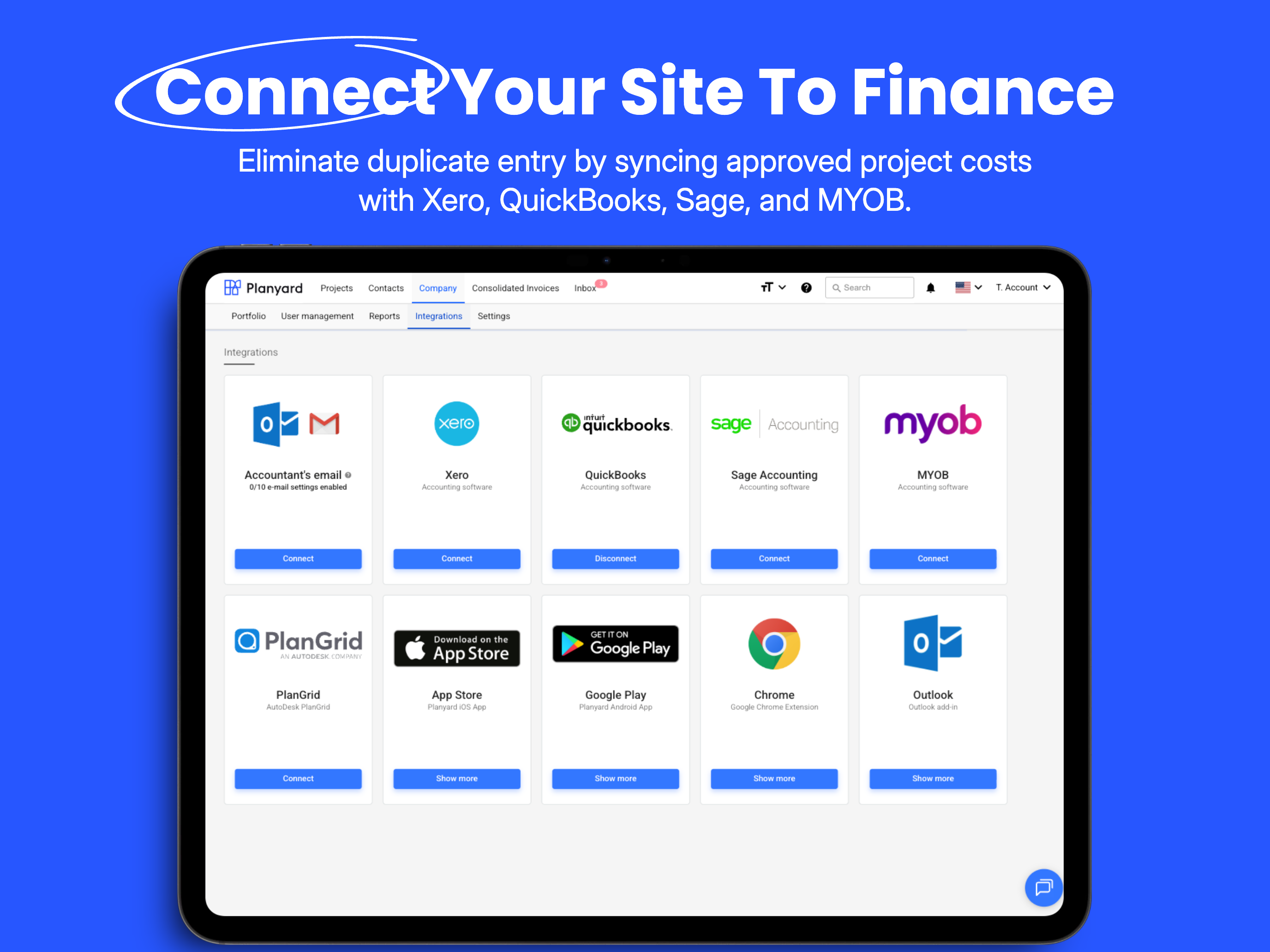 Planyard Software - Planyard integrates with most of the popular accounting tools - Xero, QuickBooks, Sage Cloud, and MYOB suite. All of the project finance-related tasks will be done on Planyard, and only approved costs and client invoice are sent to accounting.