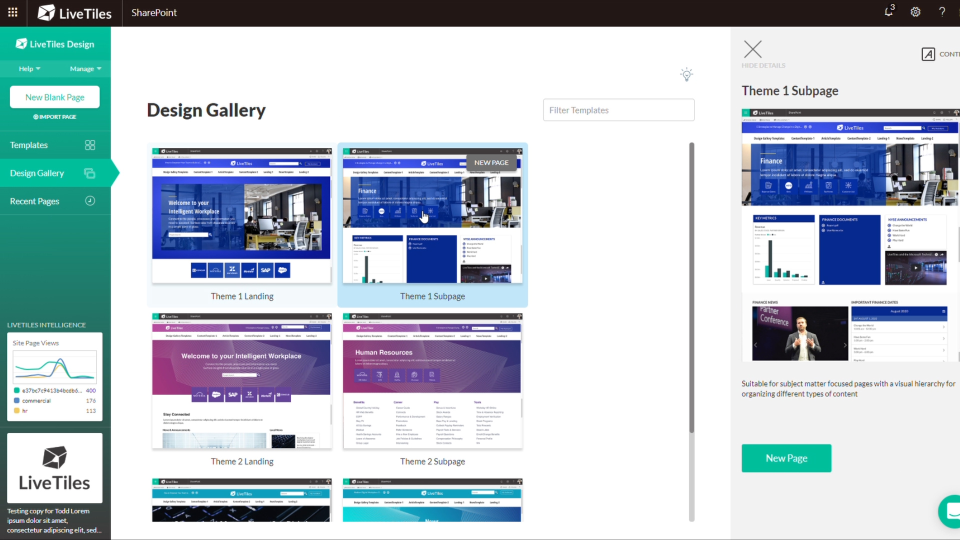 LiveTiles design gallery screenshot