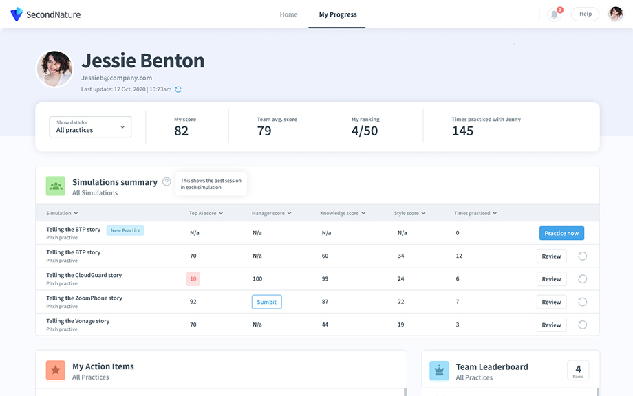 Second Nature screenshot: Coach, train and certify faster and better with AI