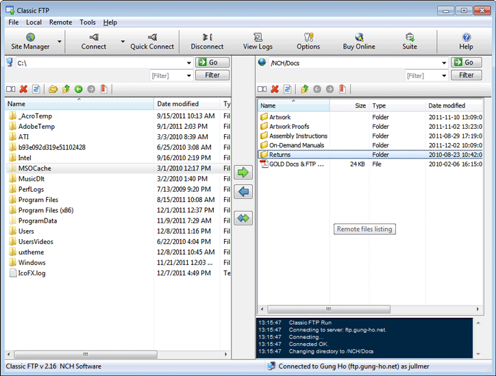 Classic FTP File Transfer Software