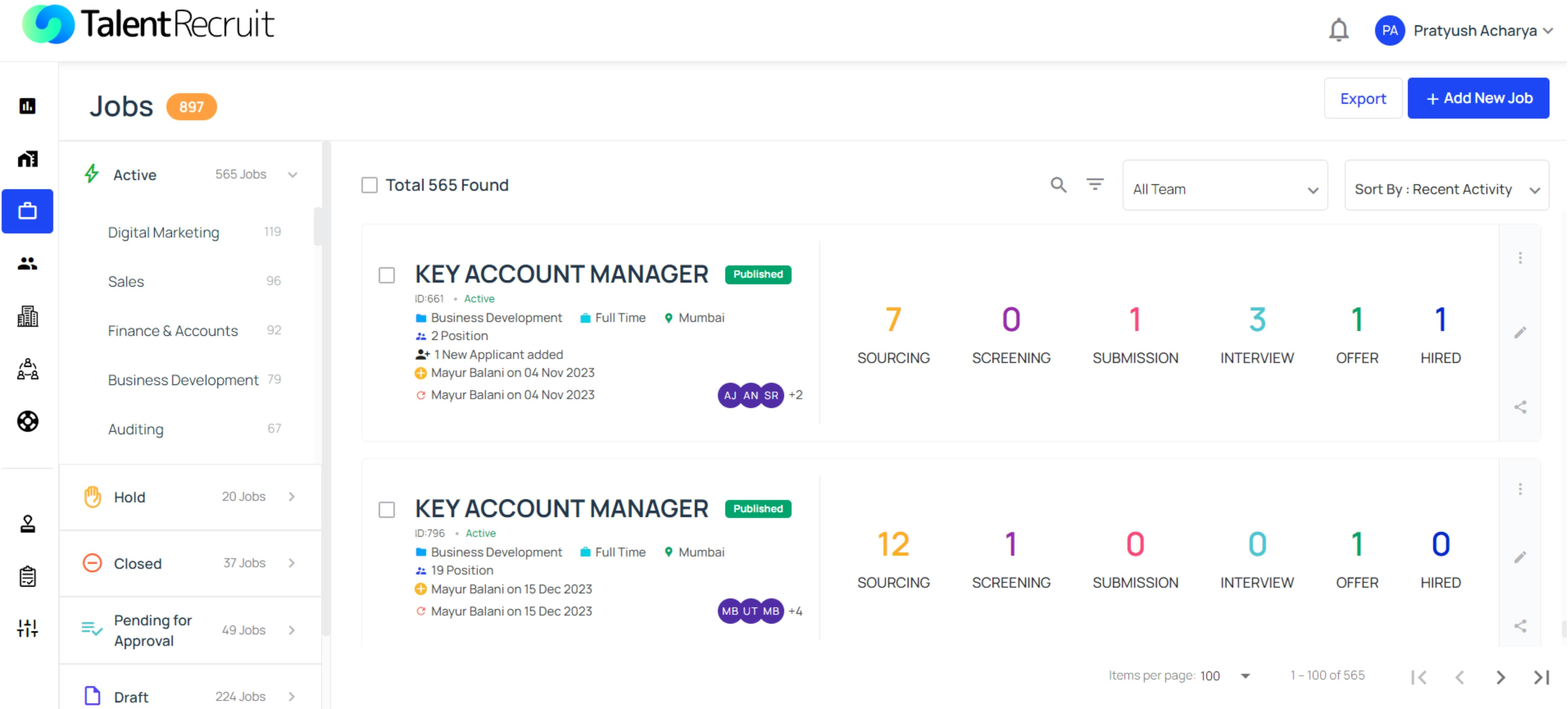 TalentRecruit Software - TalentRecruit Job Module: This allows for easy Job creation using Job Description parsing which will auto-populate saving your recruiters, valuable time. Also, an advanced filter with Boolean search capability that provides quick access to Jobs.