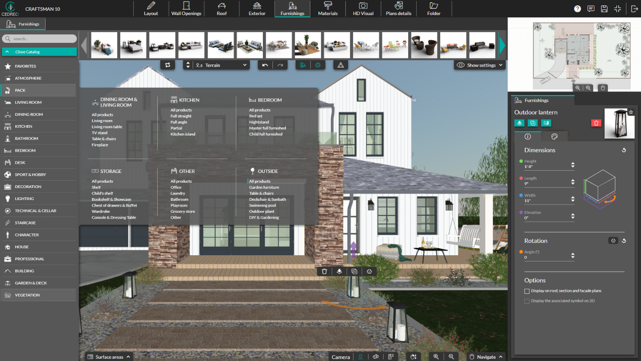 Cedreo Software - Cedreo's user interface for 3D furnishing