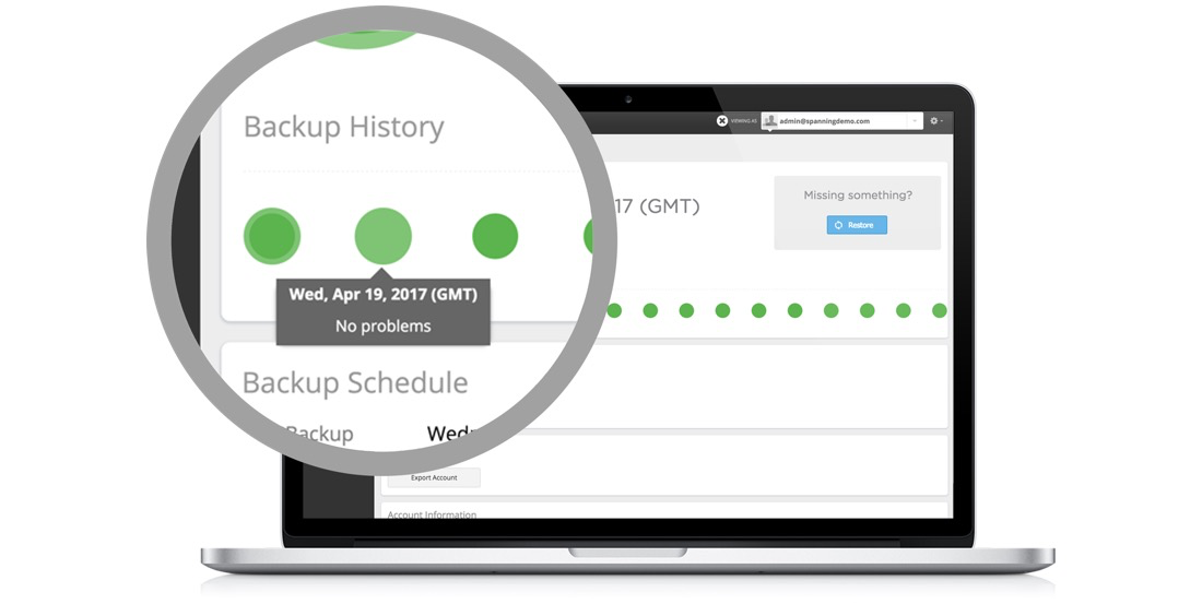 Spanning Software - Users can track the status and success or failure of backups