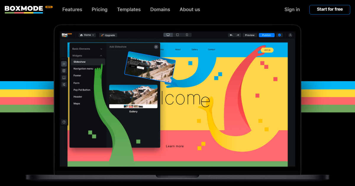 Boxmode screenshot: Main page