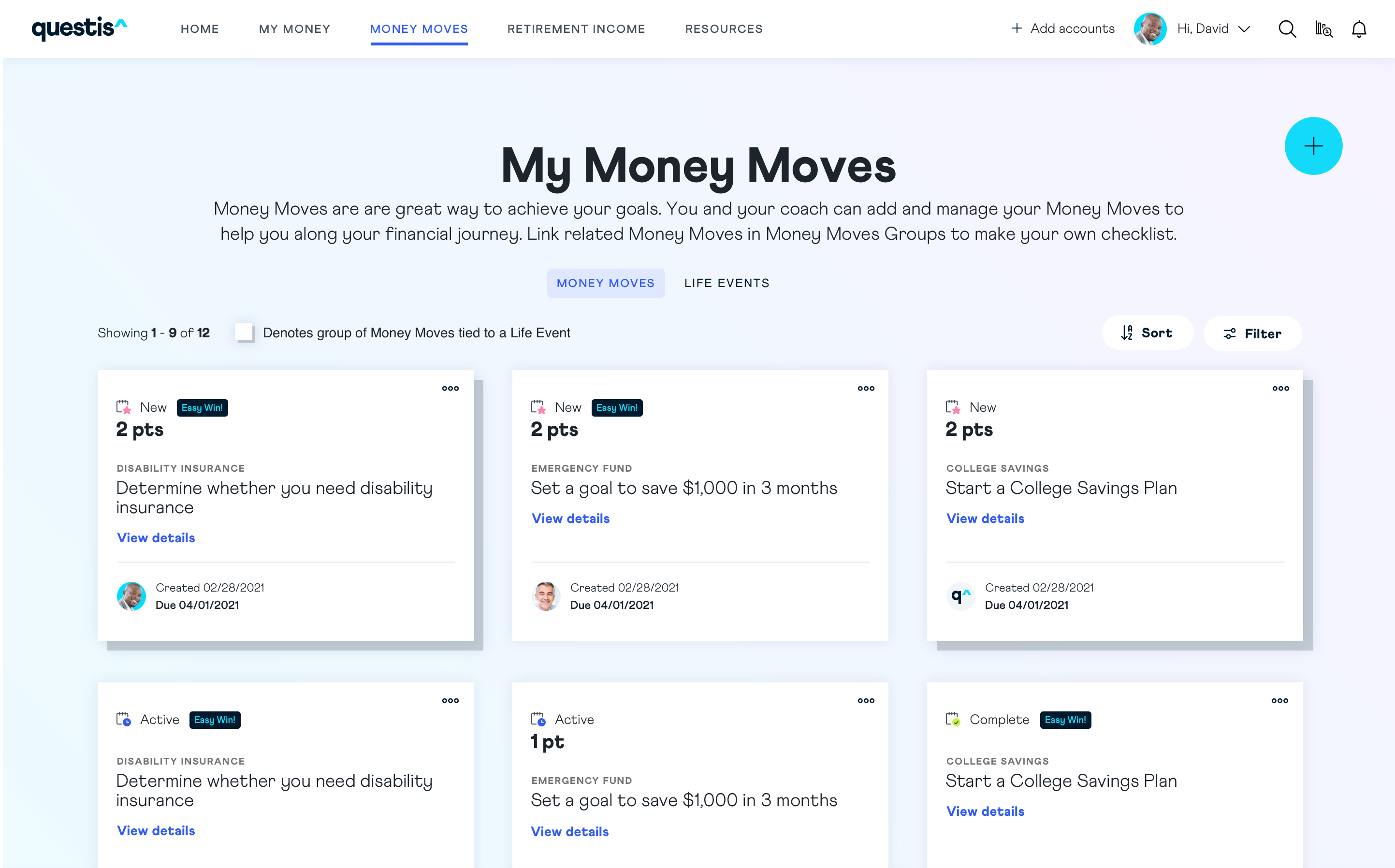 Money Moves are intended to give the users steps towards improving their Financial Wellness ScoreTM and do just that once they are completed. These are automatically generated based on the user's Financial Wellness Score and can also be created manually.
