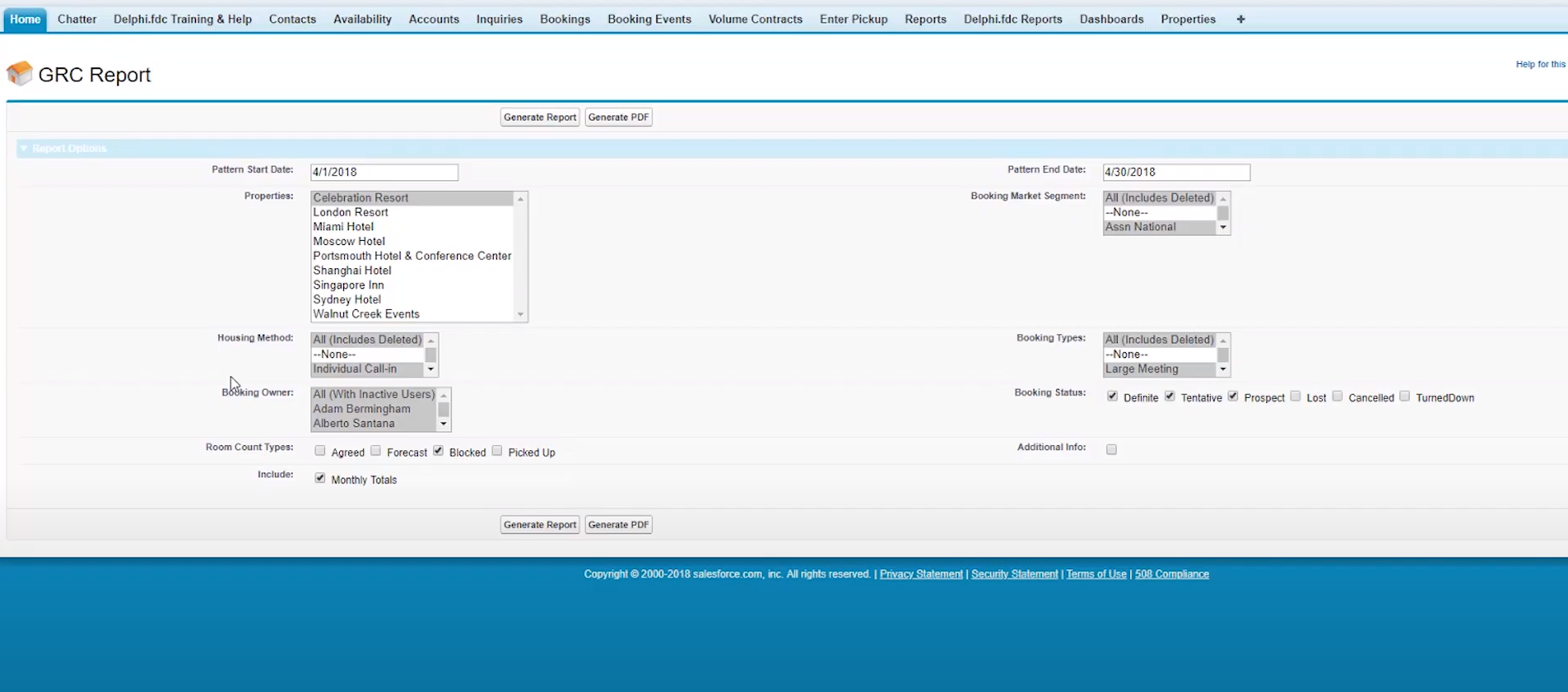 Amadeus Sales & Event Management GRC report