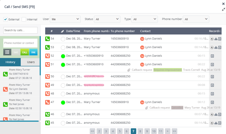 APRO CRM IP telephony screenshot