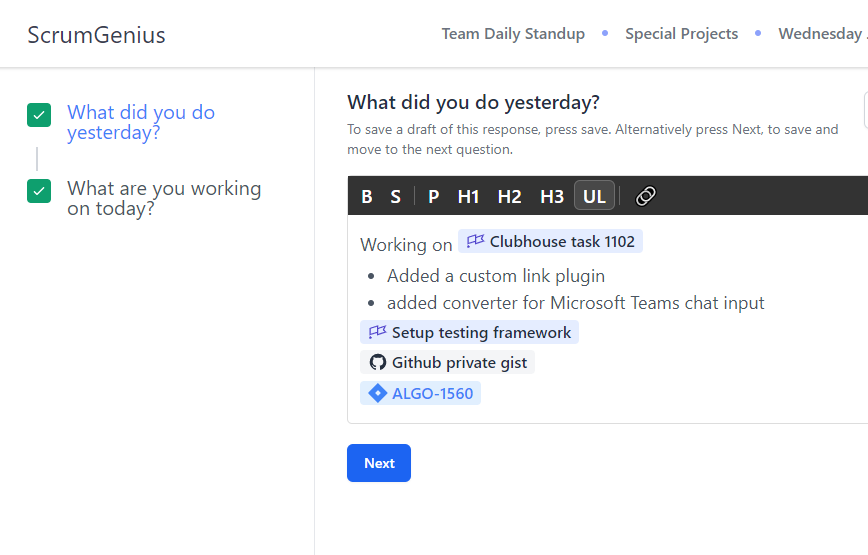 ScrumGenius Software - Powerful editor