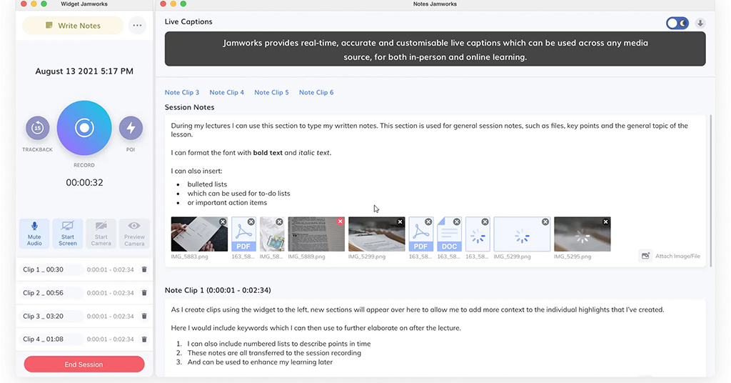 Jamworks screenshot: Jamworks captions