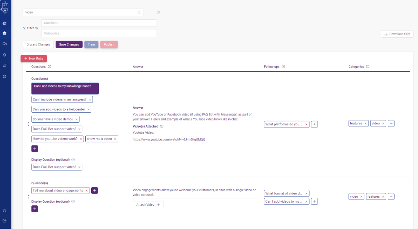 FAQ Bot conversations