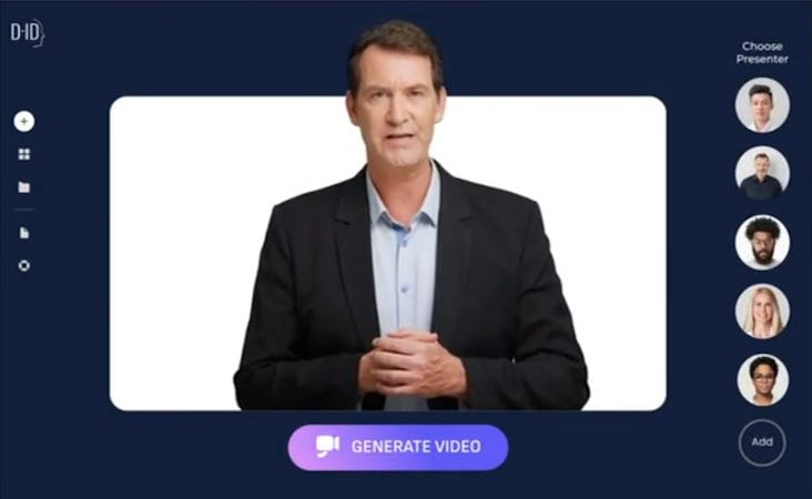 D-ID screenshot: Generate speaking video in 30 seconds. Free trial available.