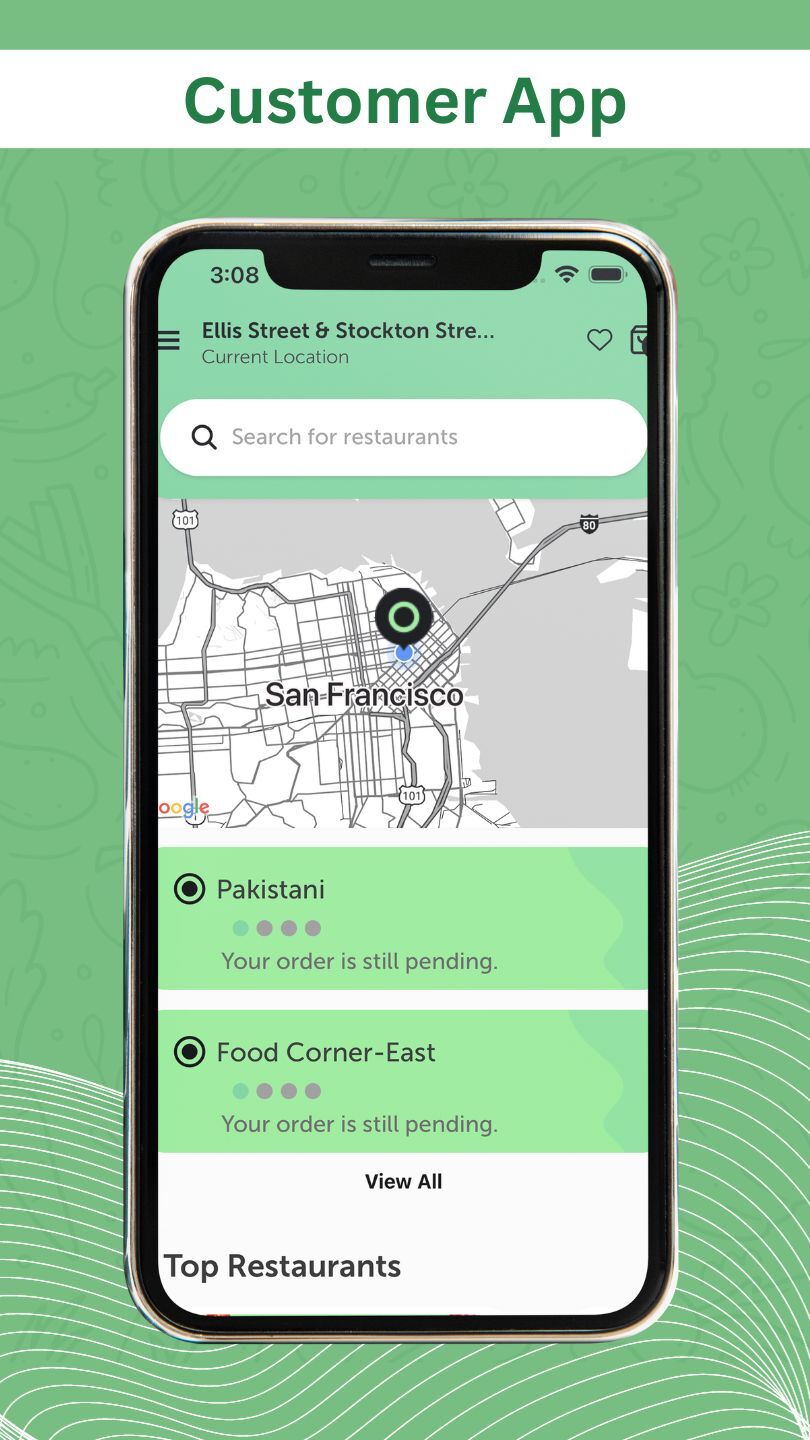Customers search restaurants by address
