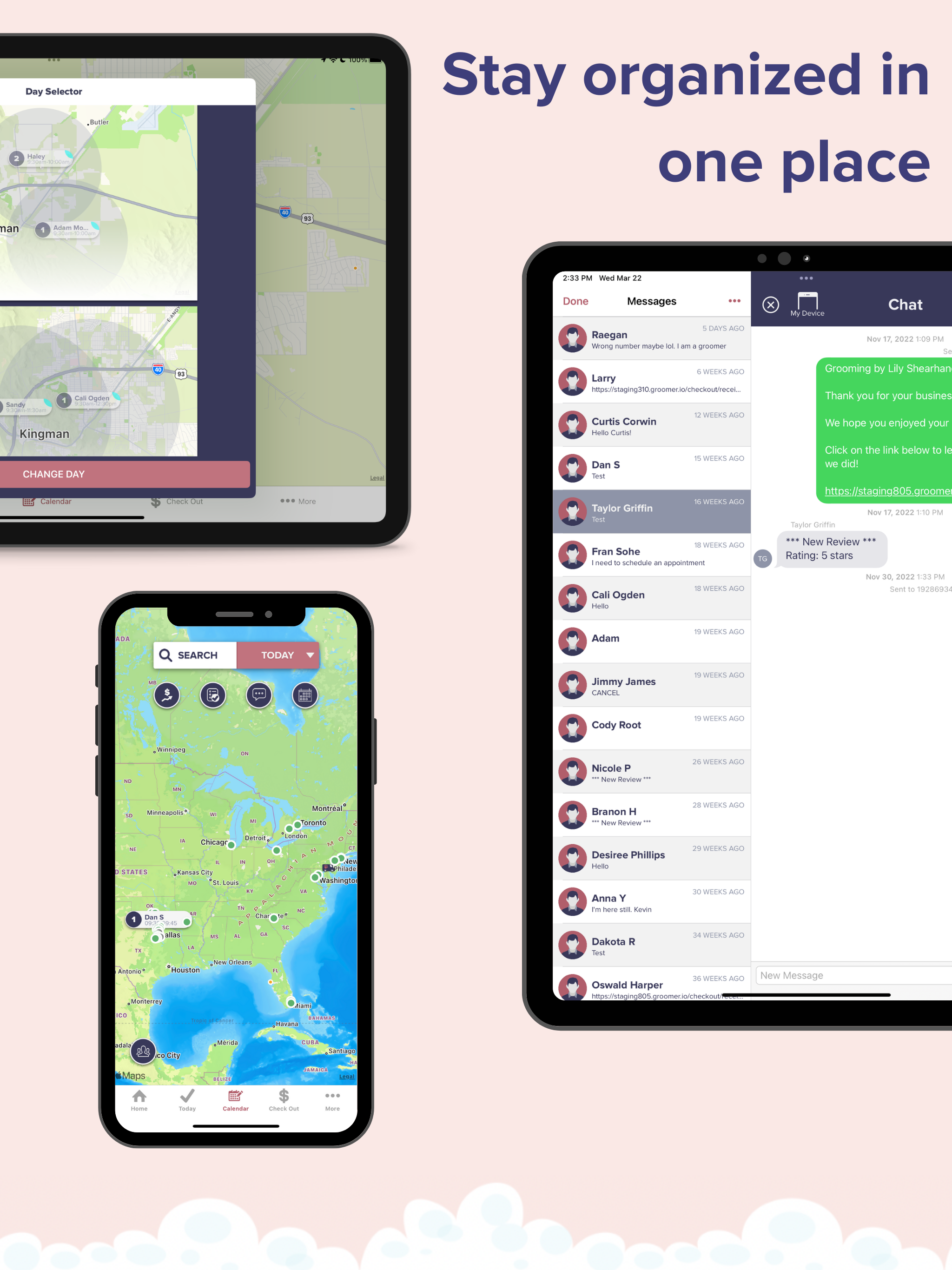 With multiple map views and UNLIMITED texts to your pets, you can stay organized in one place.