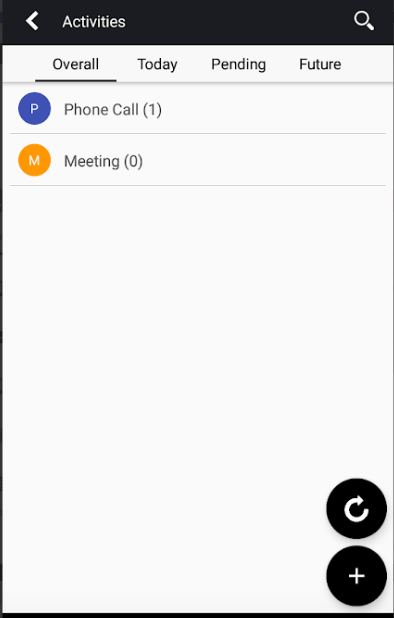 Tranquil CRM activity log