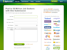 ZipRecruiter Software - The ZipRecruiter homepage where users can post to 30 million job seekers with one submission