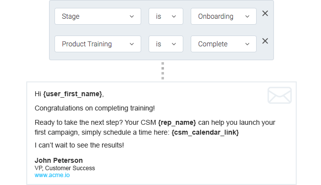Schedule email campaigns or automatically trigger individual messages based on customer behavior and lifecycle events.