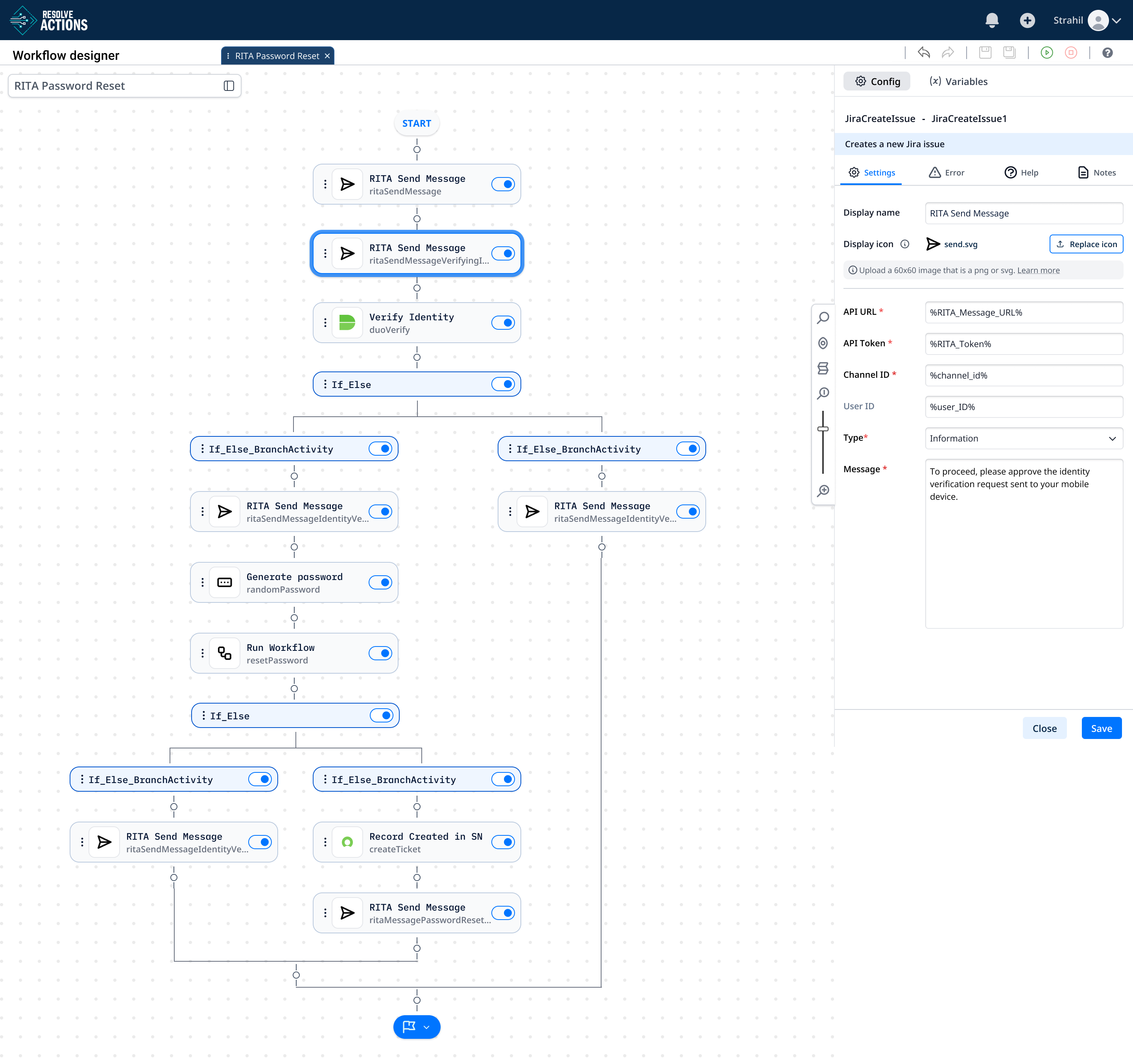 Resolve screenshot: An example automation workflow in Resolve
