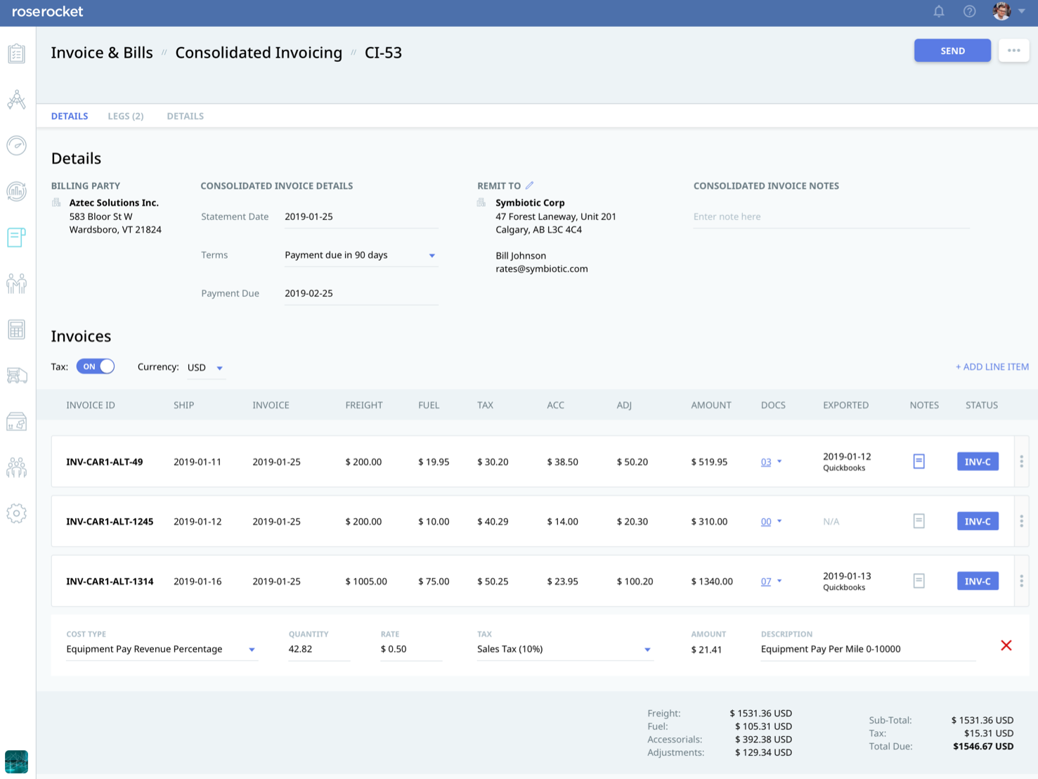 Send consolidated invoices