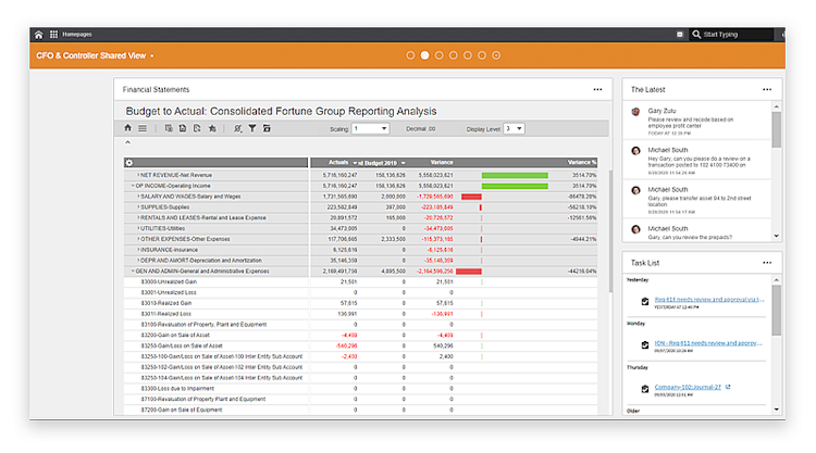 Infor Financials & Supply Management screenshot: Infor Financials & Supply Management general ledger function