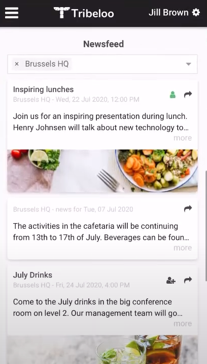 Tribloo events feed