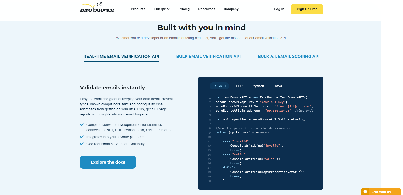 ZeroBounce Software - Validate emails in real-time with the ZeroBounce API