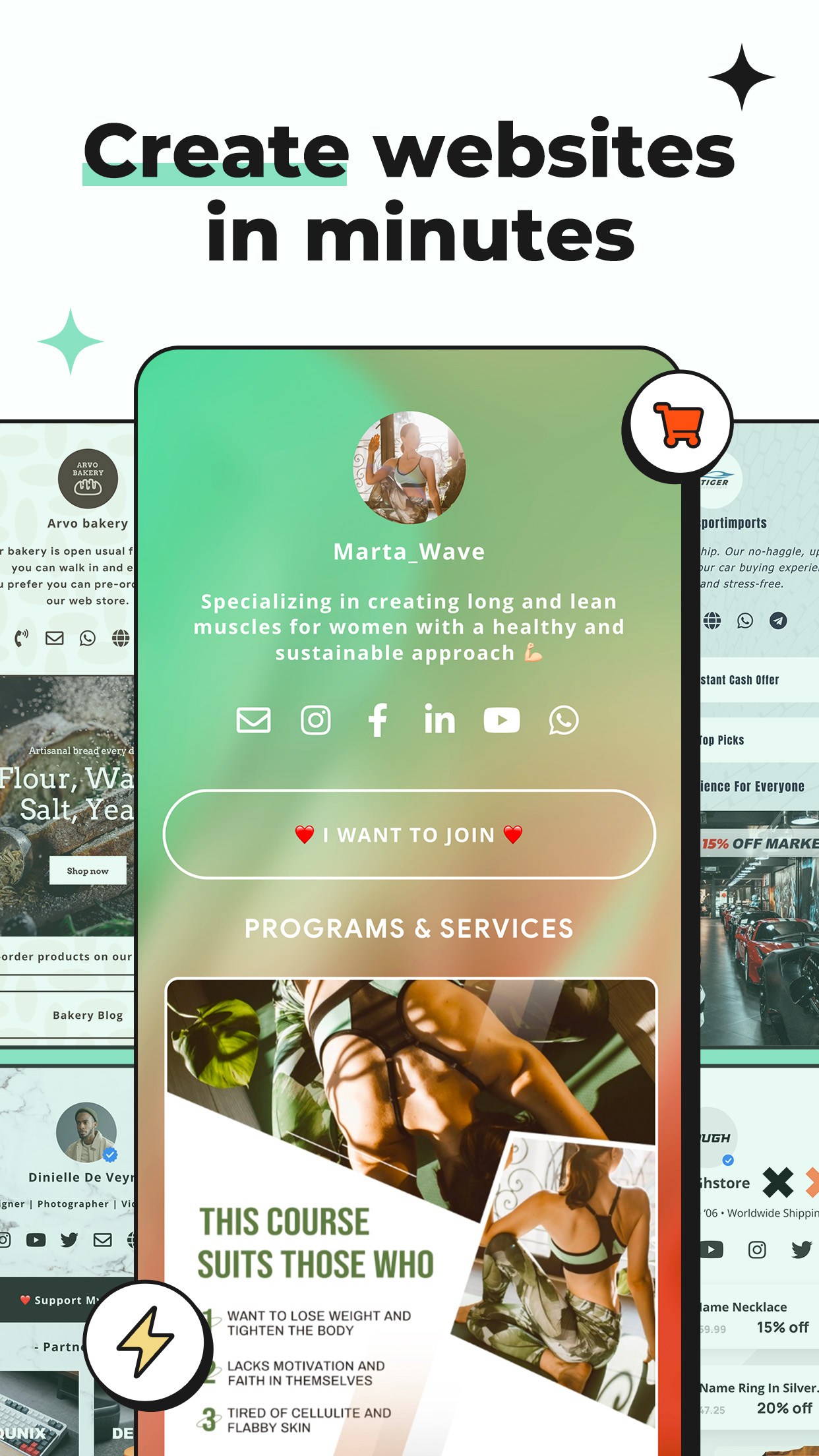 Linkr screenshot: Linkr create websites