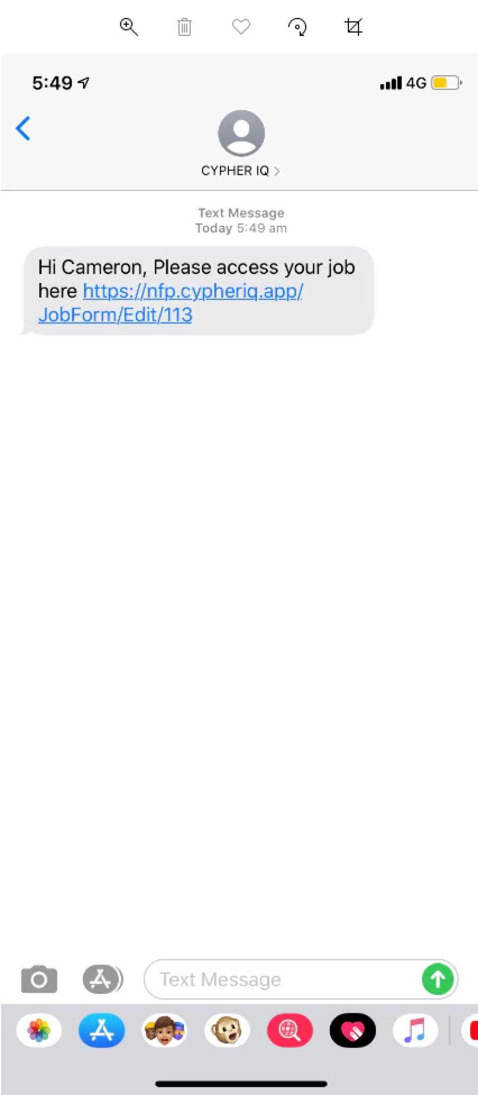 Cypher IQ custom SMS notifications