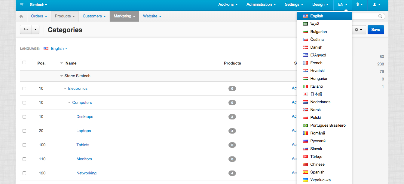 CS-Cart Software - CS-Cart is multi-language and currency