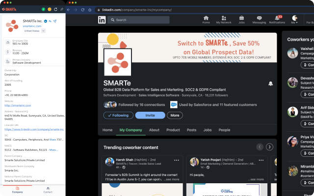 SMARTe Data Platform screenshot: LinkedIn Search