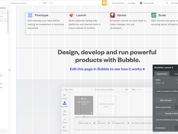 Bubble Software - Bubble's responsive, drag-and-drop editor